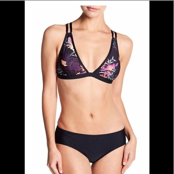 SPLENDID ELECTRIC BLOOM PRINT HALTER TOP, BLACK/PINK, SIZE: XS,‎ NWT - Picture 1 of 4